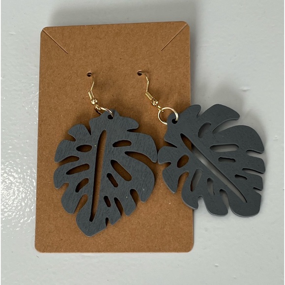 PALM EARRINGS | Wood | Gray | NWT - Picture 2 of 6